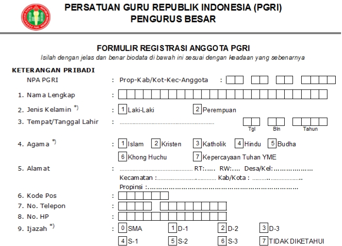 Pendaftaran PGRI Pangandaran - Persatuan Guru Republik Indonesia Cabang Pangandaran